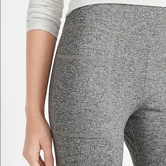 Express High Waisted Heathered Patch Pocket Leggings - Picture 3 of 7